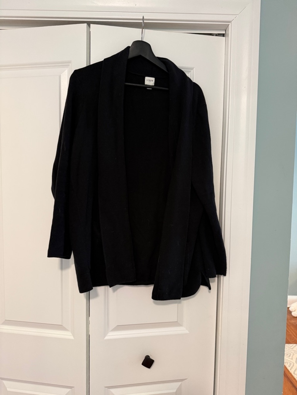 J. Crew Black Open-Front Shawl Collar Cardigan